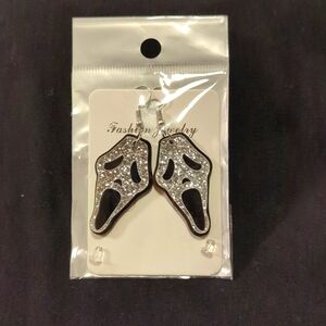 Scream inspired glitter dangle earrings